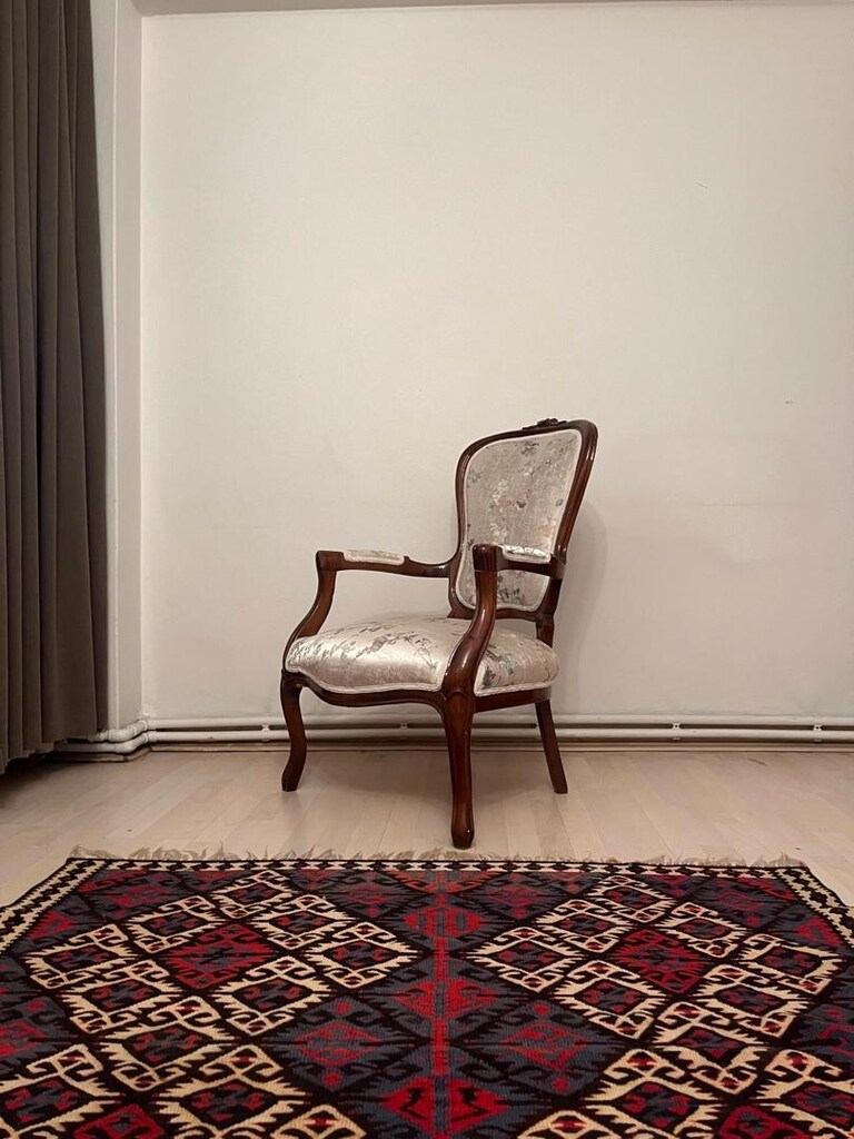 Antika Ceviz Yeni Döşenmiş Çift Berjer - 6
