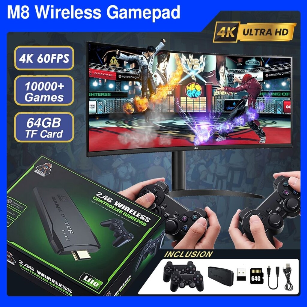 2.4G WIRELLES CONTROLLER GAMEPAD RETRO OYUN KONSOL TV BAĞLANTILI - 12