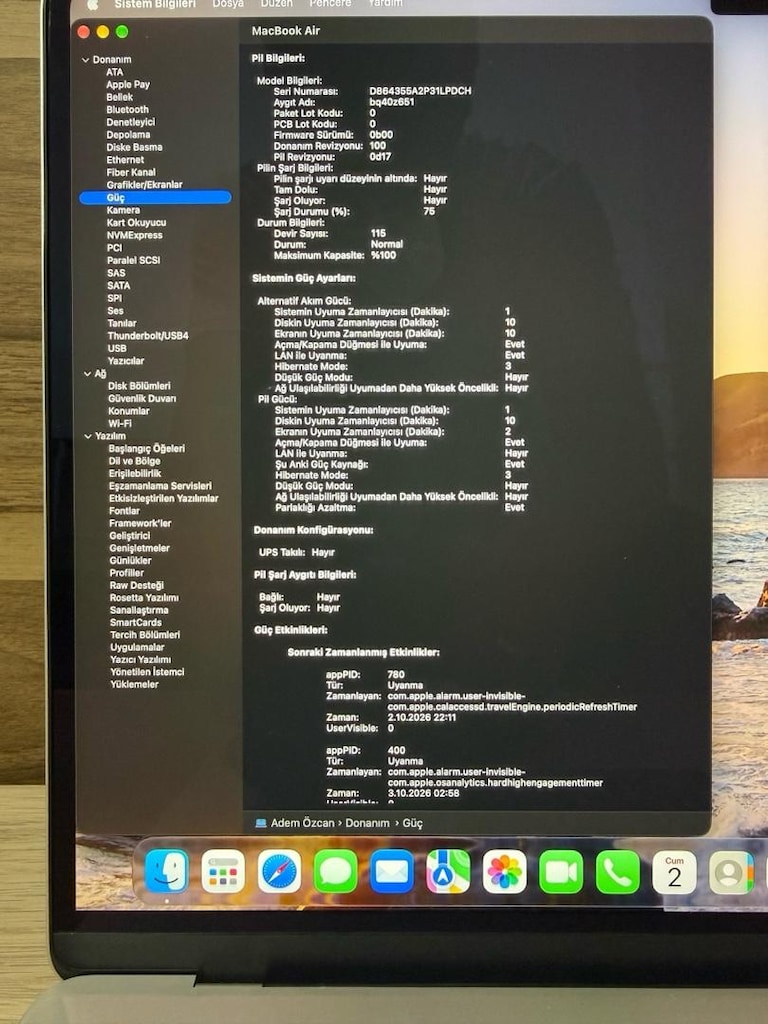 MacBook Air / M3 / 15 inç / 16 GB Ram / 256 GB Ssd - 3