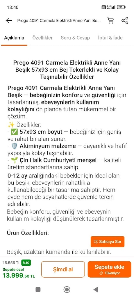 Prego carmela otomatik sallanan beşik ve kanz marka Buhar makinesi - 10