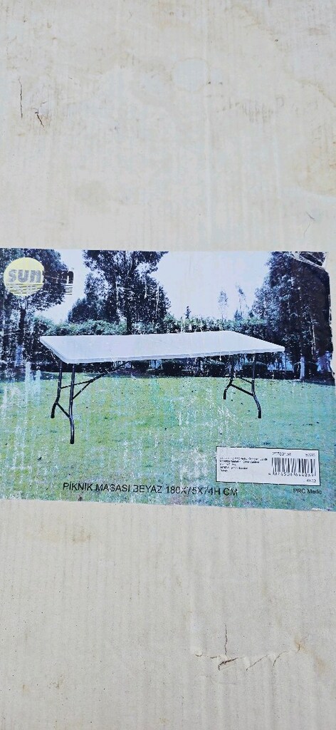 SUNFUN 180x75x74 BEYAZ KATLANIR KAMP PİKNİK MASASI - 5