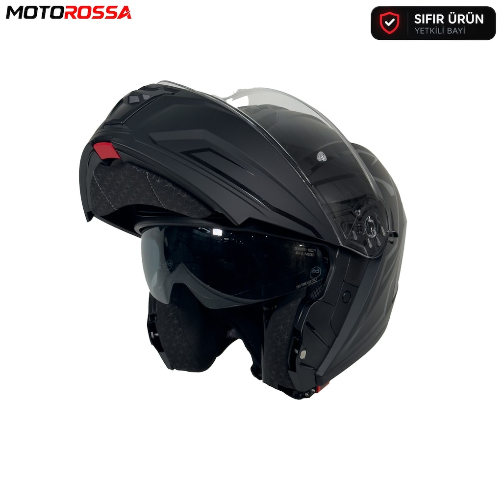 SWAY 919 SHINY Çene Açılır Motosiklet Kaskı Siyah | MOTOROSSA - 5