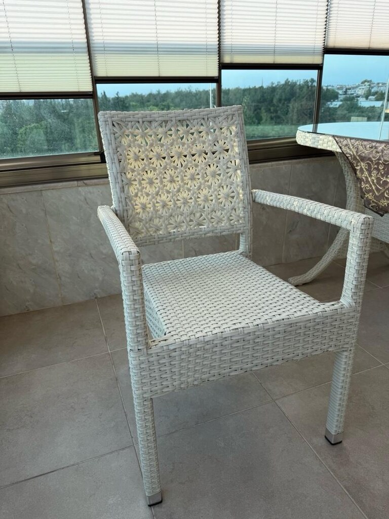 Çok Temiz Balkon / Bahçe Takımı (Rattan Örgü Cam Masalı Set) - 7