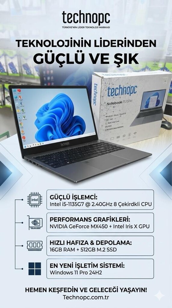 TECHNOPC NOTEBOOK TS15TM SIFIR KUTULU FIRSAT ÜRÜN - 3