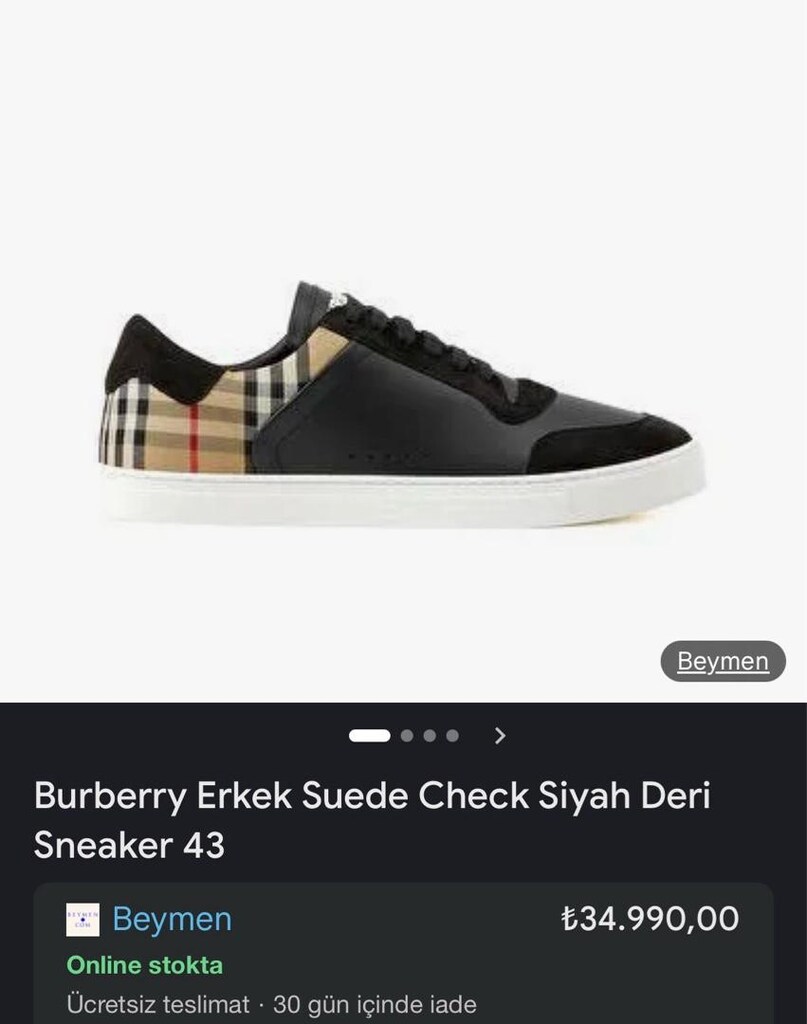 BURBERRY GÜNLÜK AYAKKABI SIFIR KULLANILMAMIŞ - 3