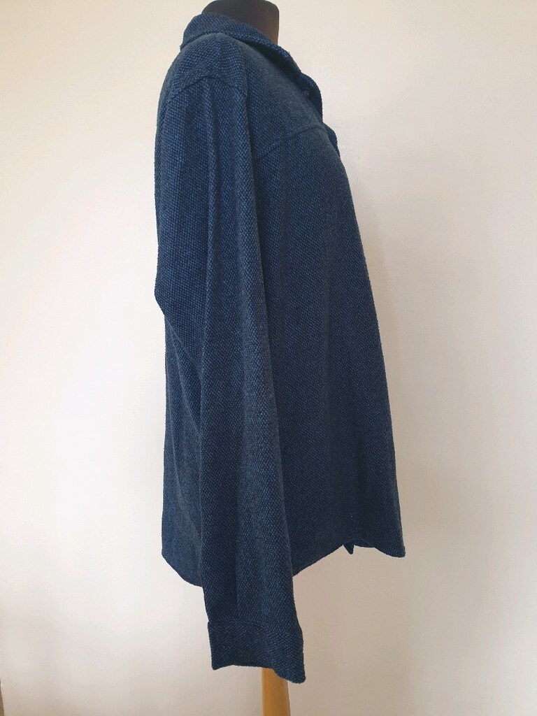 Erkek Tweed Oduncu Gömleği mavi ve Siyah İplikten dokunmuştur. - 5