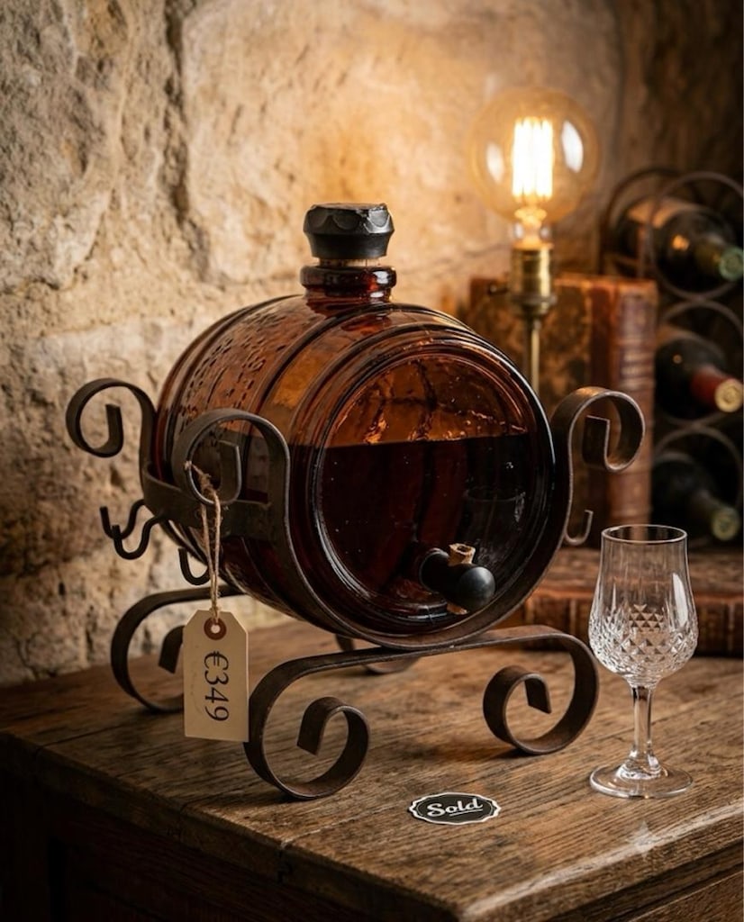 Ferforje Standlı Vintage Cam İçki Fıçısı – 1.5 Litre (Dönem Ürünü) - 18
