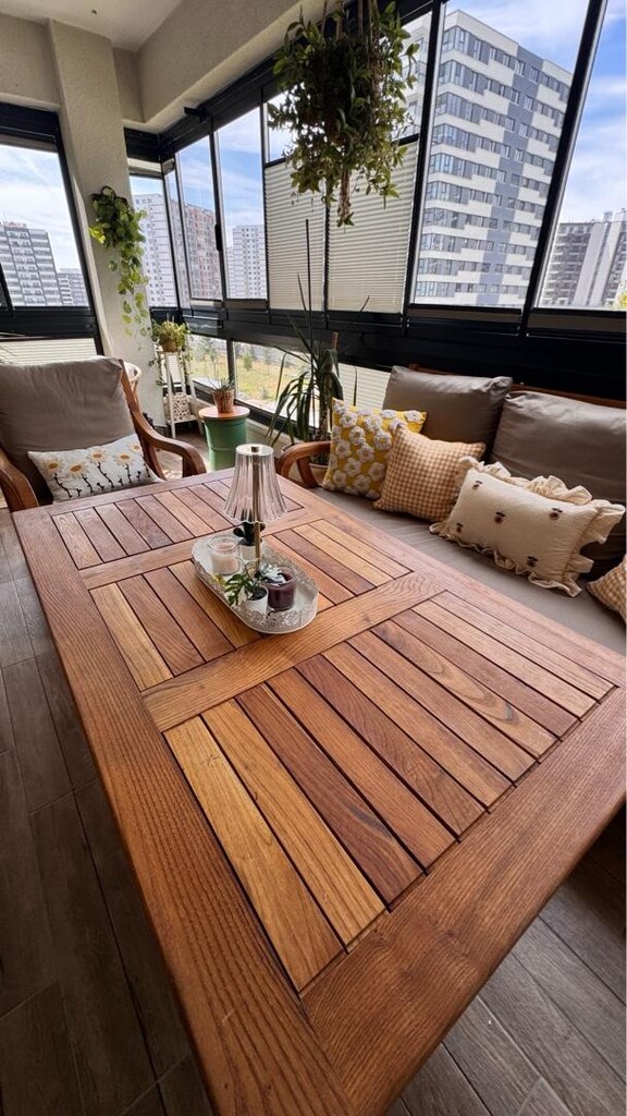 Gerçek ahşap balkon, bahçe takımı - 6