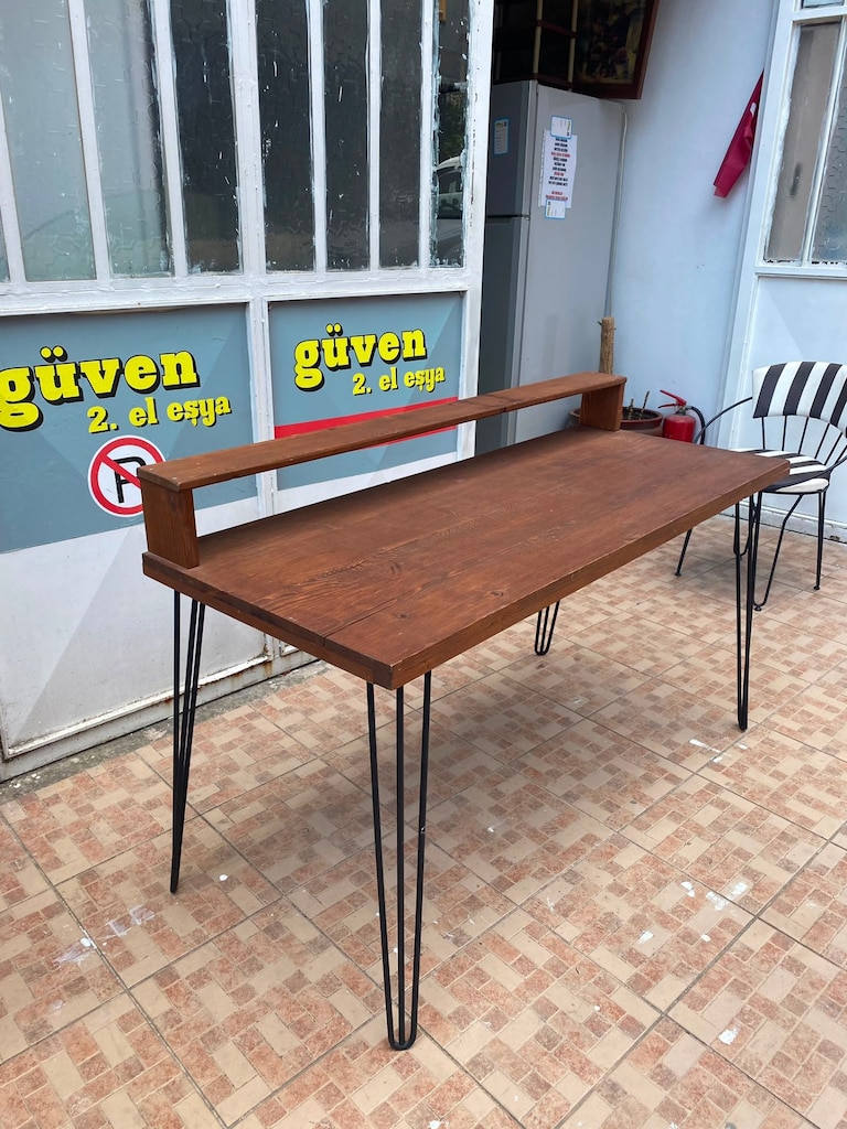 2. EL FERFORJE AYAKLI AHŞAP ÇALIŞMA MASASI - 5