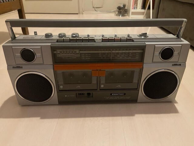 Contec Yeni pilli elektrikli radyo boombox çift kaset çalar