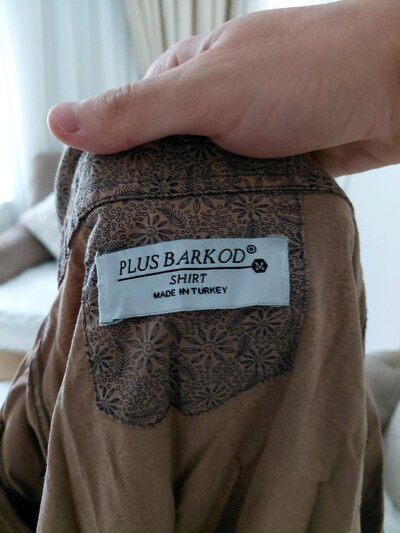 Plus Barkod özel Dokulu kahverengi pike gömlek -M beden