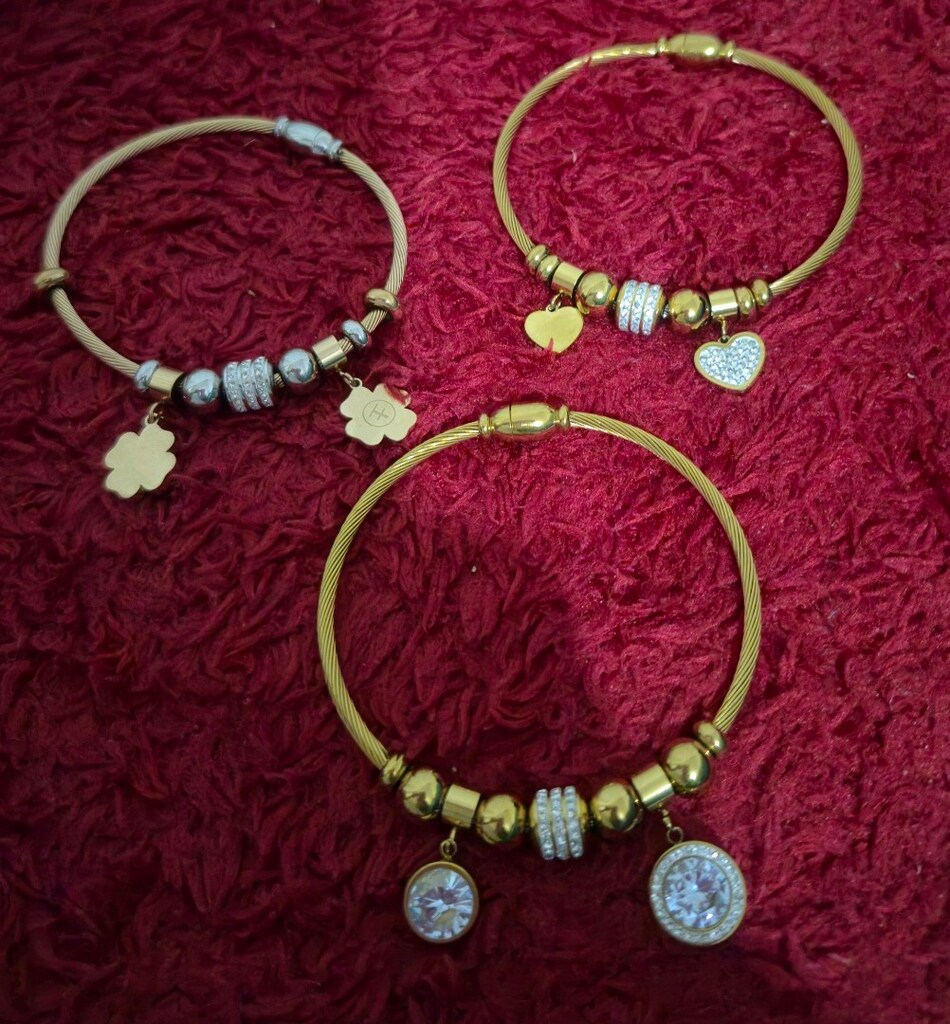 Gold Charm Detaylı Bileklik Seti | Mıknatıslı - 4