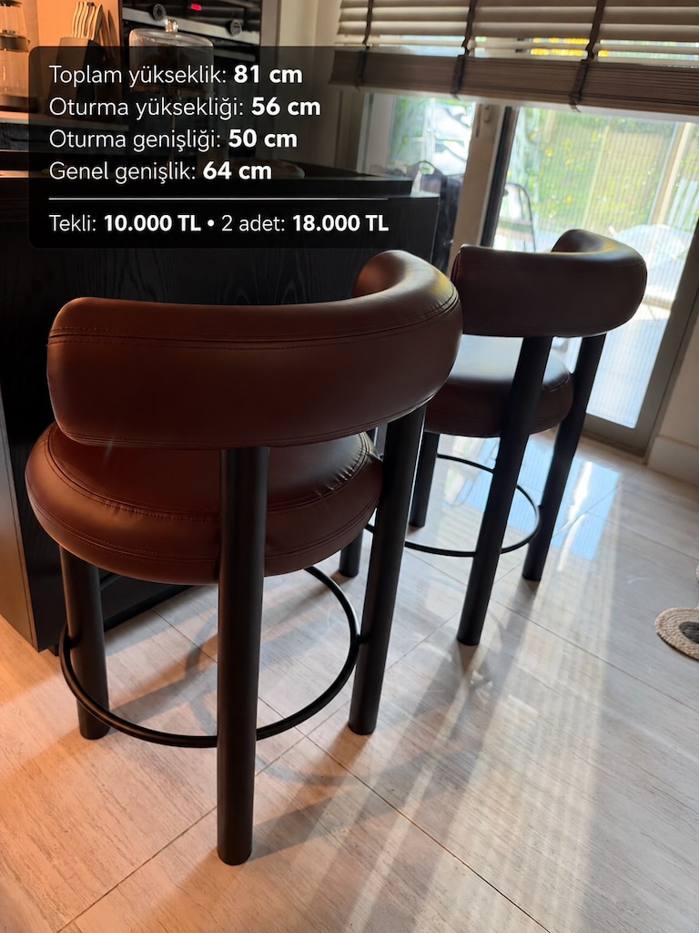 Bordo Sırtlıklı Bar Sandalyesi – Tekli veya İkili - 2