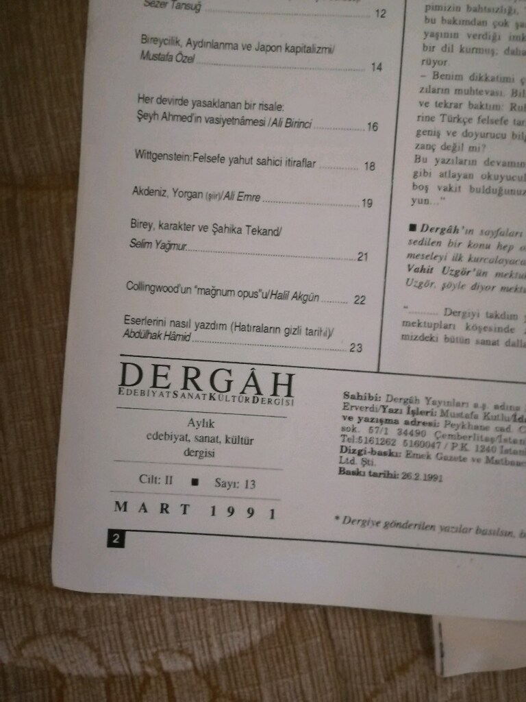 Dergah Edebiyat Sanat ve Kültür Dergisi Seti (113 Adet) - 6
