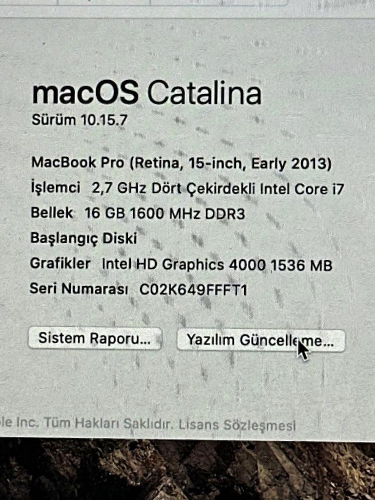 MacBook Pro 15,4 ″ Retina Ekran i7 İşlemci - 13
