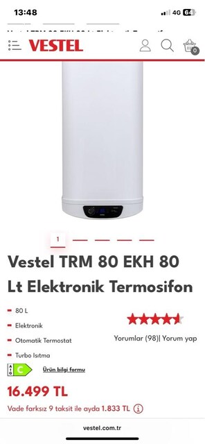 Vestel Yeni Termosifon