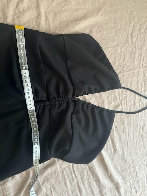 BERSHKA siyah elbise midi ipli halter yaka - 7