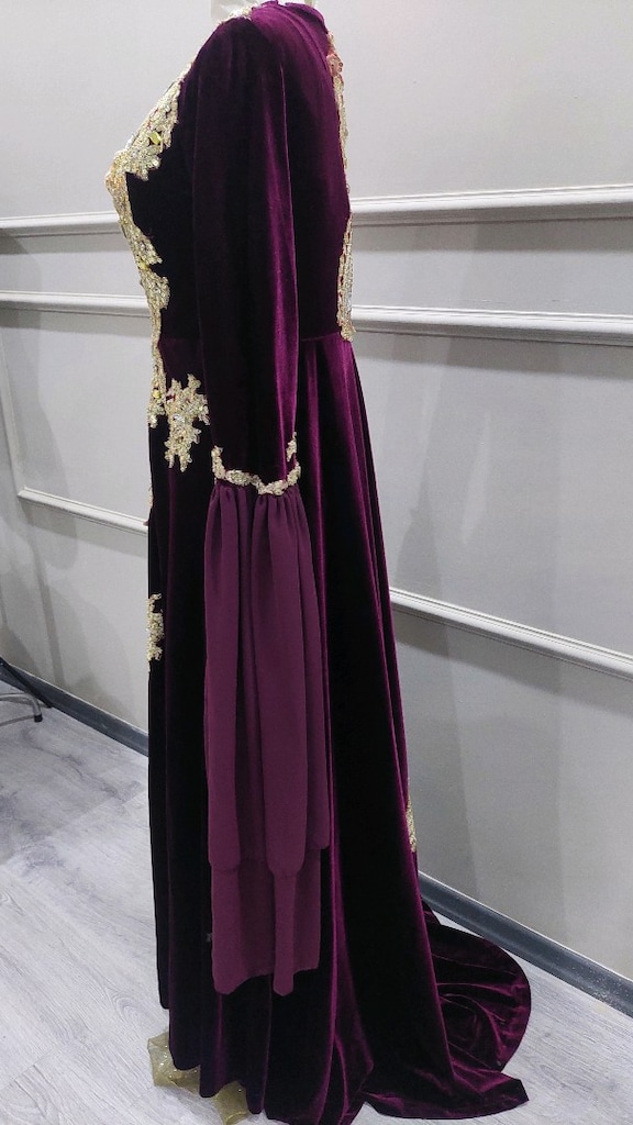 Patlıcan moru kadife bindallı - 3