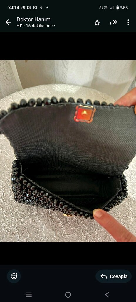 kristal taşlı kanvas çanta - 9