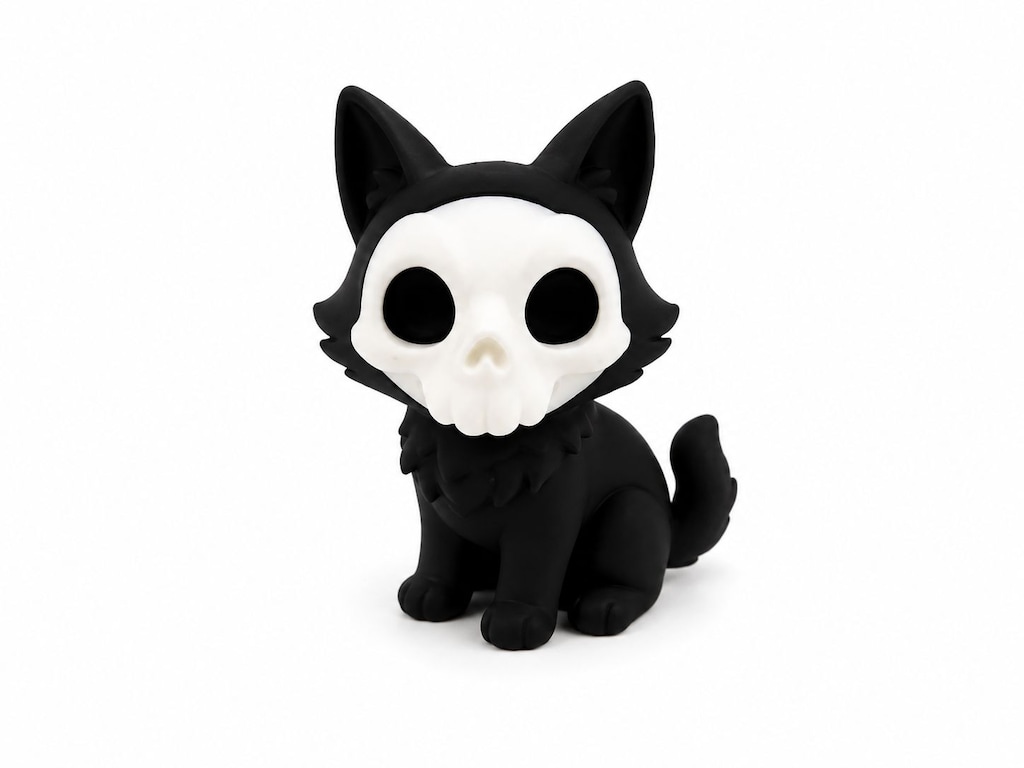 Yapı3D Sevimli Kafatası Maskeli Kedi Figürü Dekoratif Mini - 6