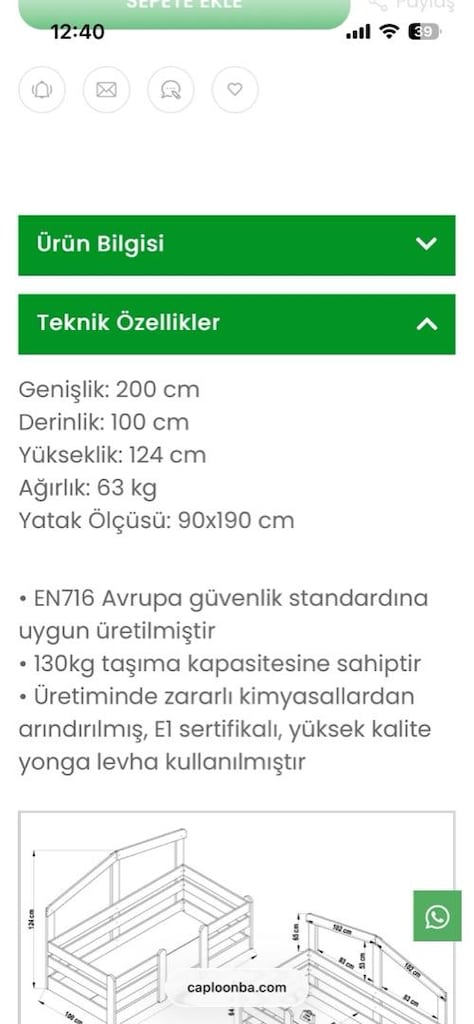 Caploonba Montessori Karyola 90x190 – Tertemiz, Defosu - 2