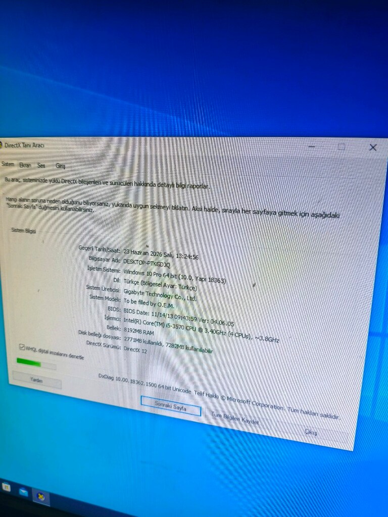 İ5 3570 3.80 GHz 8 GB ram 4 GB harici ekran kartı 4+4 çekirdekli i - 11