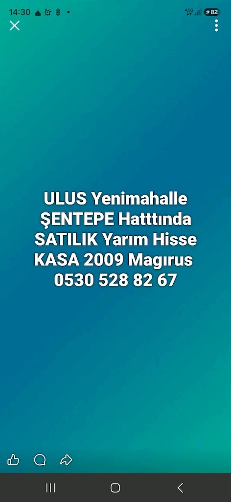 ULUS YENİMAHALLE ŞENTEPE HATTINDA YARIM HİSSE - 2