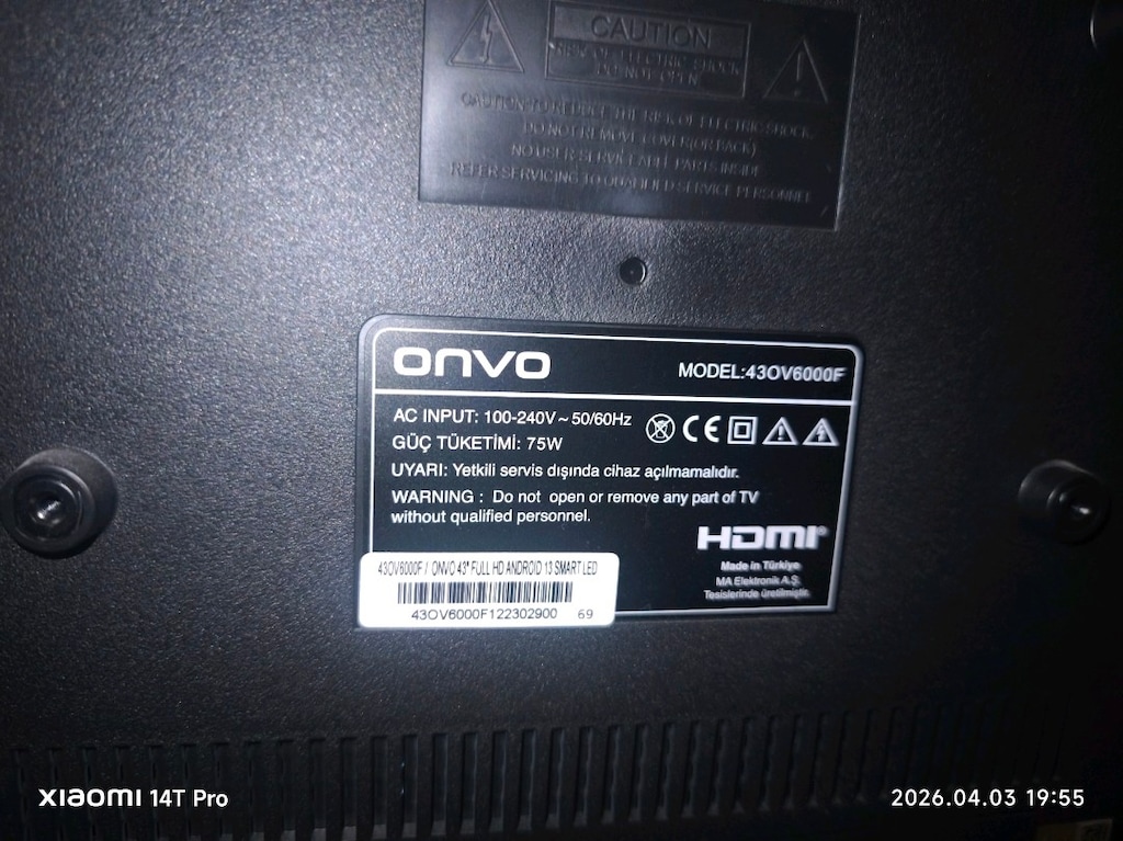 ONVO 43" 430V6000F Smart Android LED tv