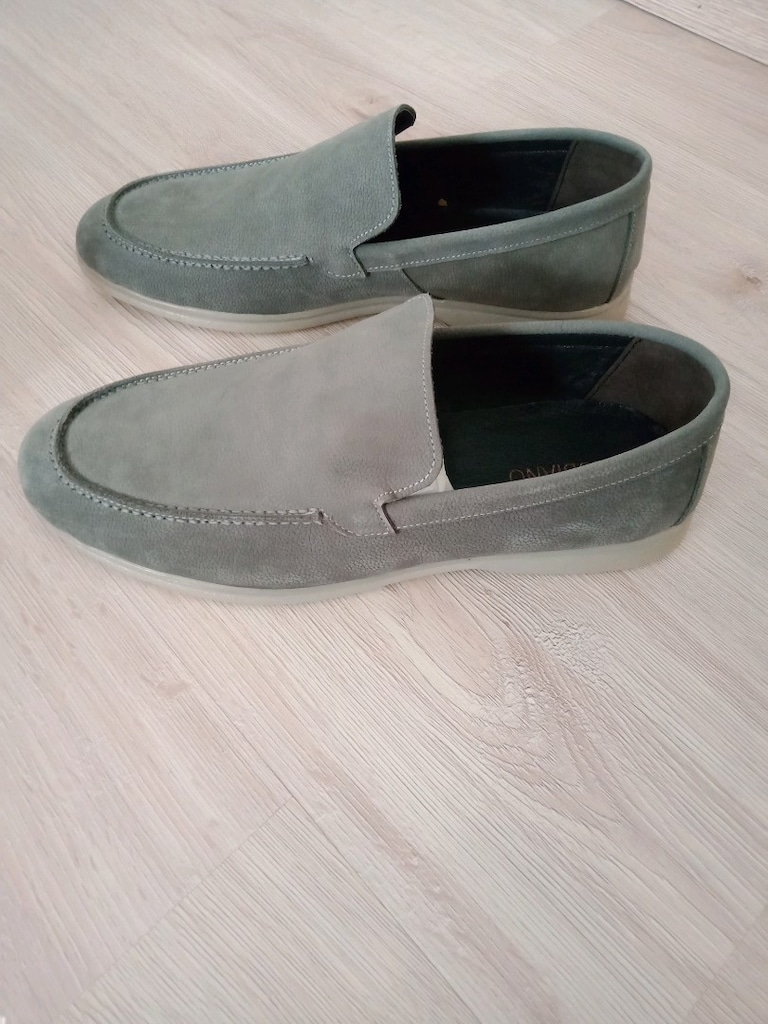 Gri Deri Loafer Ayakkabı - 5
