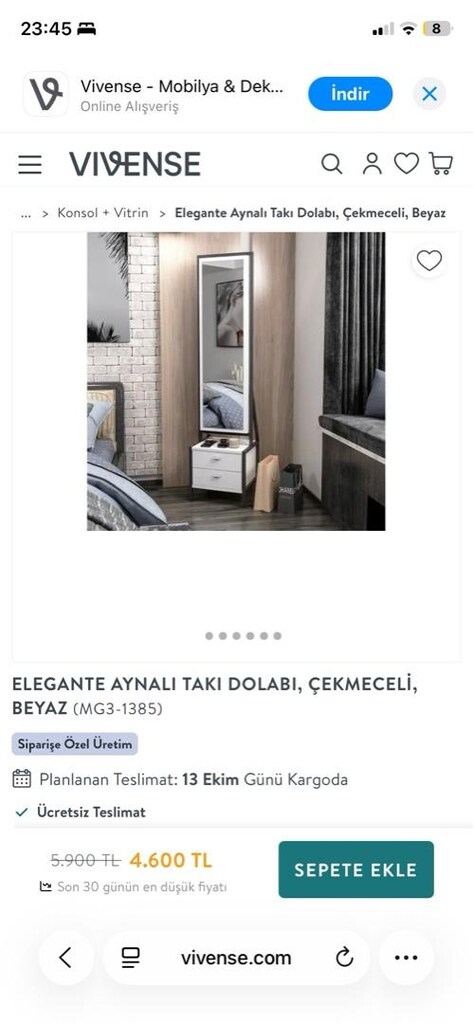 aynalı ve çekmeceli takı dolabı - 6