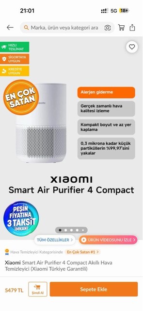 XİAOMİ SMART AİR PURİFER 4 hava temizleyici