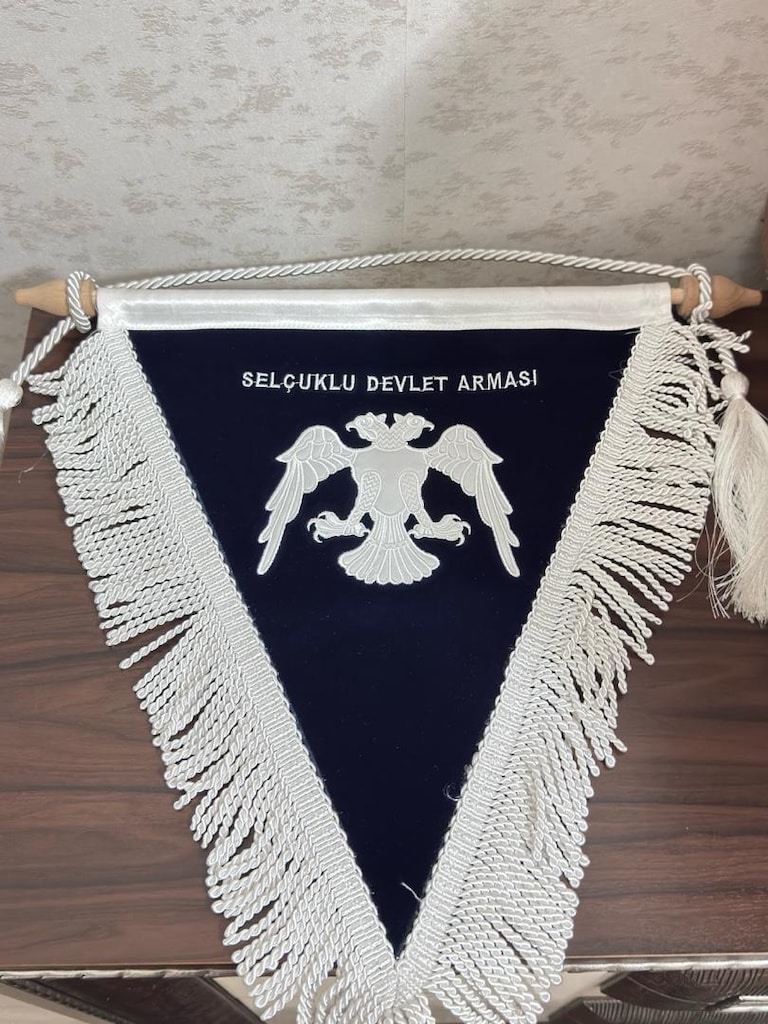 Duvar dekorasyonu Kadifeli Osmanlı Tuğralı ve Selçuklu kartal armalı - 3