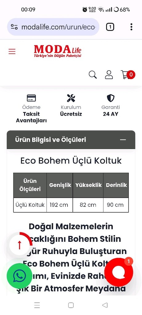 Modalife 3 lü koltuk kanepe çekyat bohem - 11