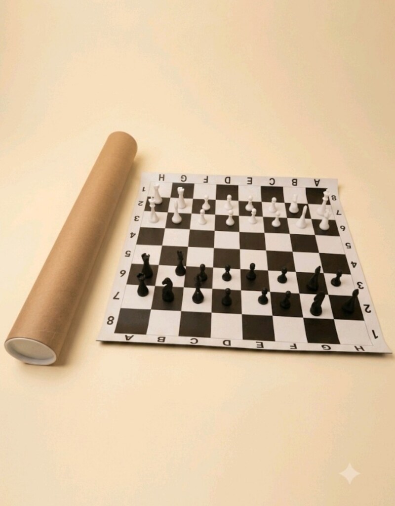 50x50 cm Taşınabilir Roll-Up Satranç Takımı (Kutulu/Tüplü) - 3