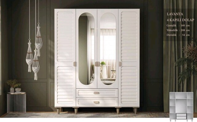 4 KAPAKLI DOLAP GARDIROP ELBİSE DOLABI SIFIR MDF