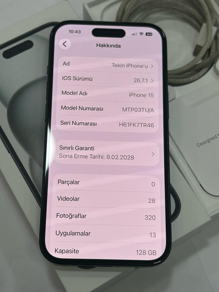 İPHONE 15 128 PİL 91 ORJINAL 16 AY GARANTİ KUTU FATURA KABLO MEVCUT - 5