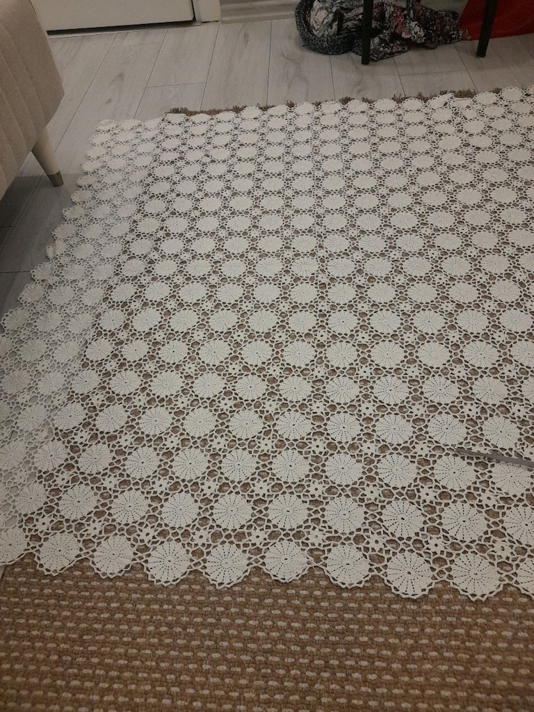 masa örtüsü az kulanıldı kalın ipten öruldu 130.x130.ebatı kare masa - 7