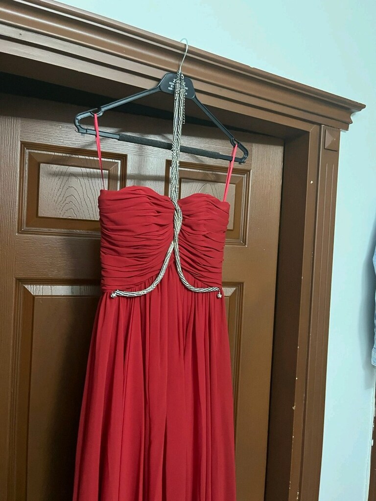 Kırmızı Straplez Elbise 38 Beden - 7