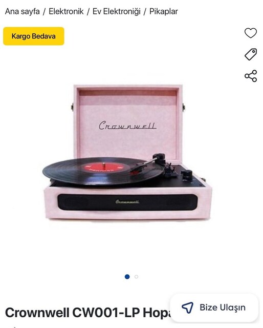 Crownwell Hoparlörlü Çantalı Pikap Açık Pembe