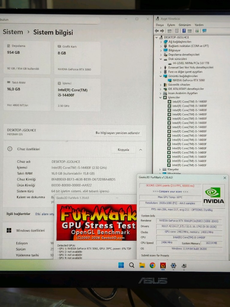 RTX 5060 İ5 14400F 16GB RAM 1TB M2SSD 600W AKVARYUM OYUNCU KASASI - 8