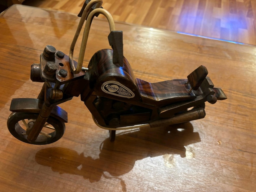 Ahşap el yapımı Harley Davitson Motor - 4