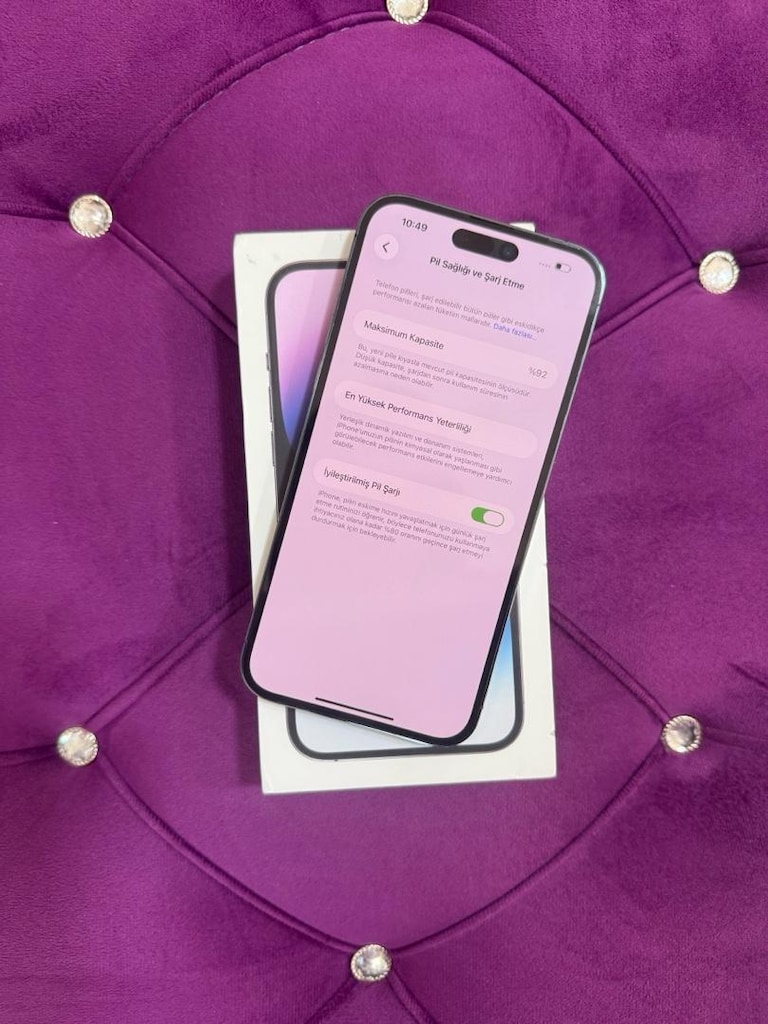 İPHONE 14 PRO MAX 256 GB DERİN MOR PİL 92 HATASIZ DEĞİŞENSİZ ORJİNAL - 2