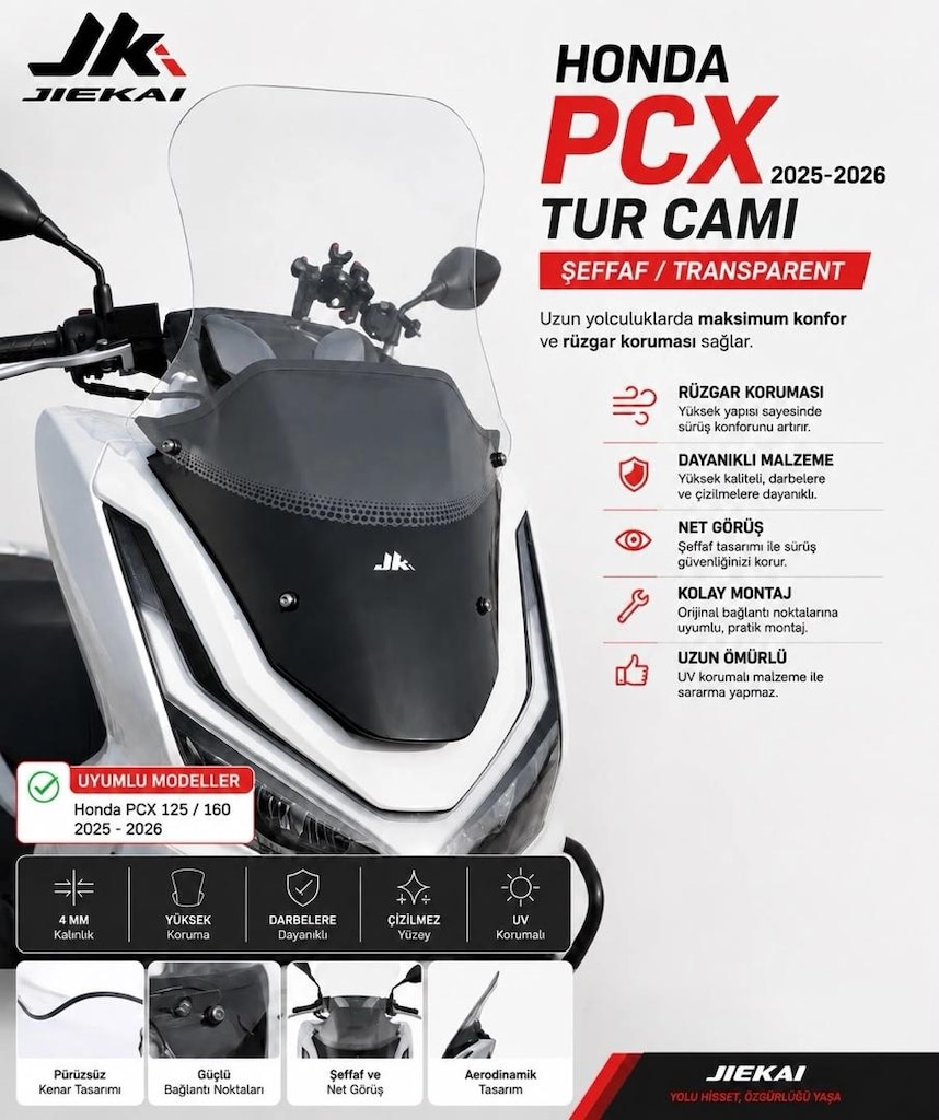 HONDA PCX ŞEFFAF TUR CAMI - 3