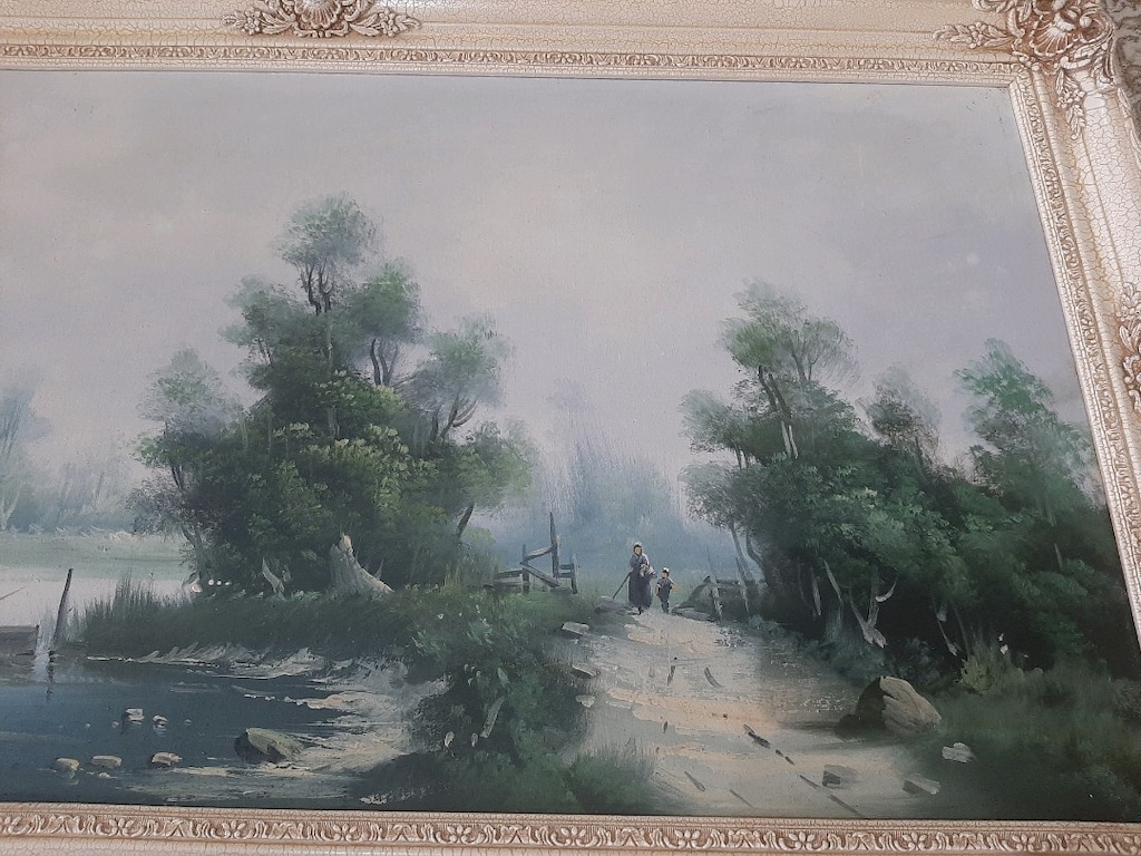 imzalı Antika Resim Yağlı Boya Resim Tablo 110cm/60cm çerçevesinde eks - 10