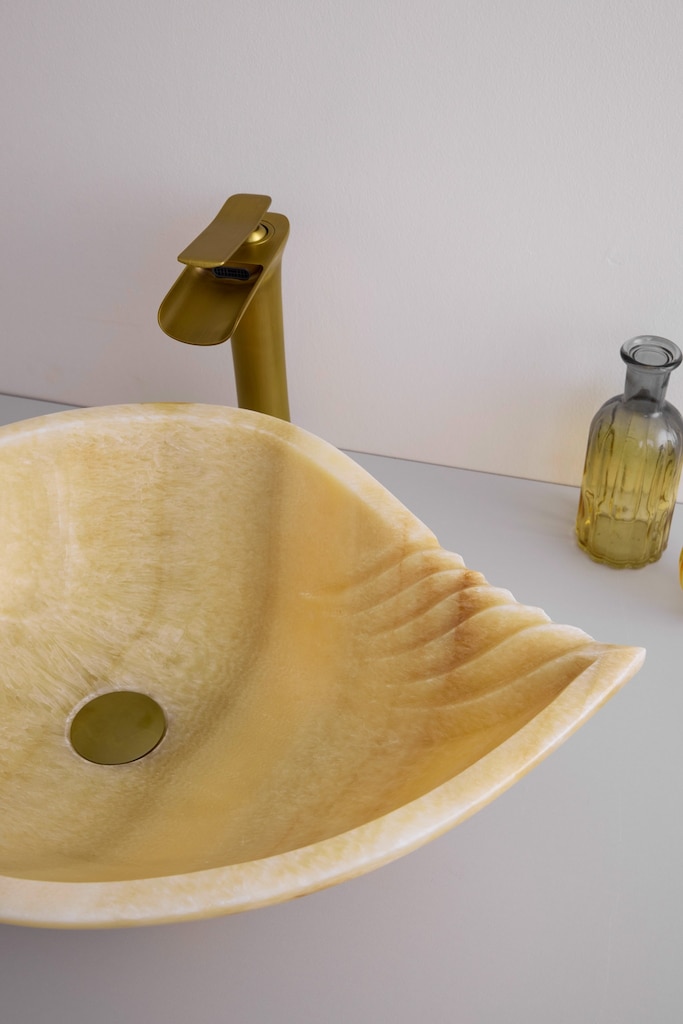 Bal Onyx Yaprak Desenli Lavabo - 3