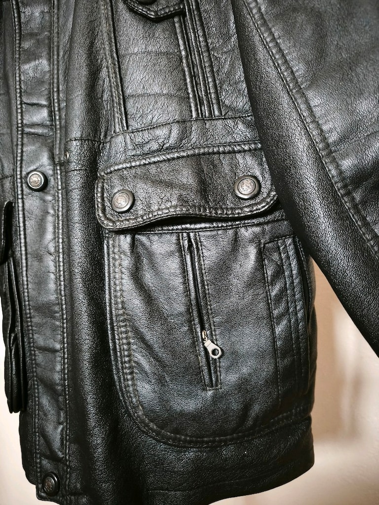 Vintage %100 Gerçek Sığır Derisi Erkek Ceket Unisex Oversize Beden 56 - 4