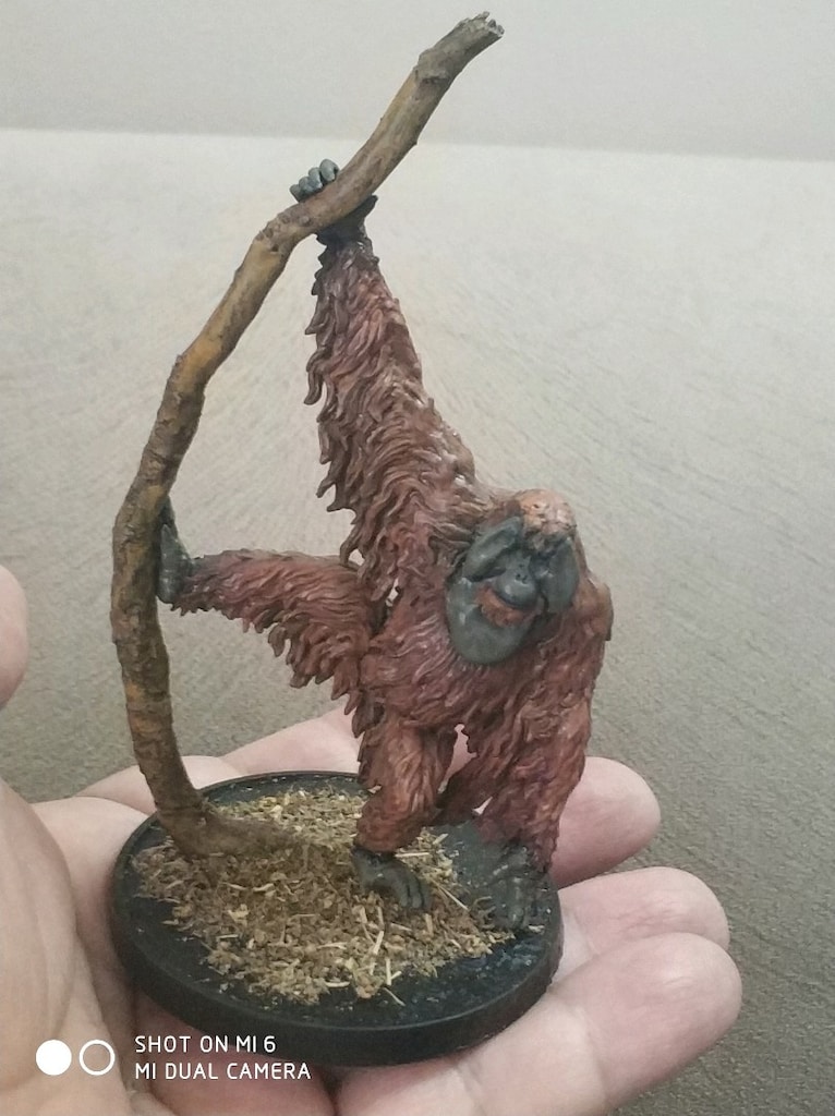 Koleksiyonluk El Boyaması Sumatran Orangutan Minyatürü (FRP / Diorama - 17