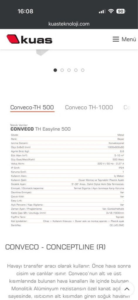 Conveco TH 500 Dijital Termostatlı Konvektör Isıtıcı - 6