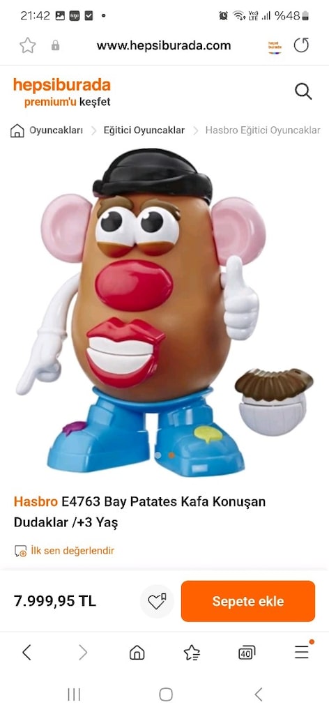 Toy Story Playskool Bay Patates Kafa Konuşan Dudaklar E4763