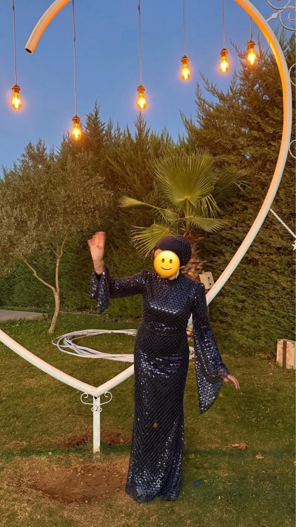 lacivert taşlı abiye - 4